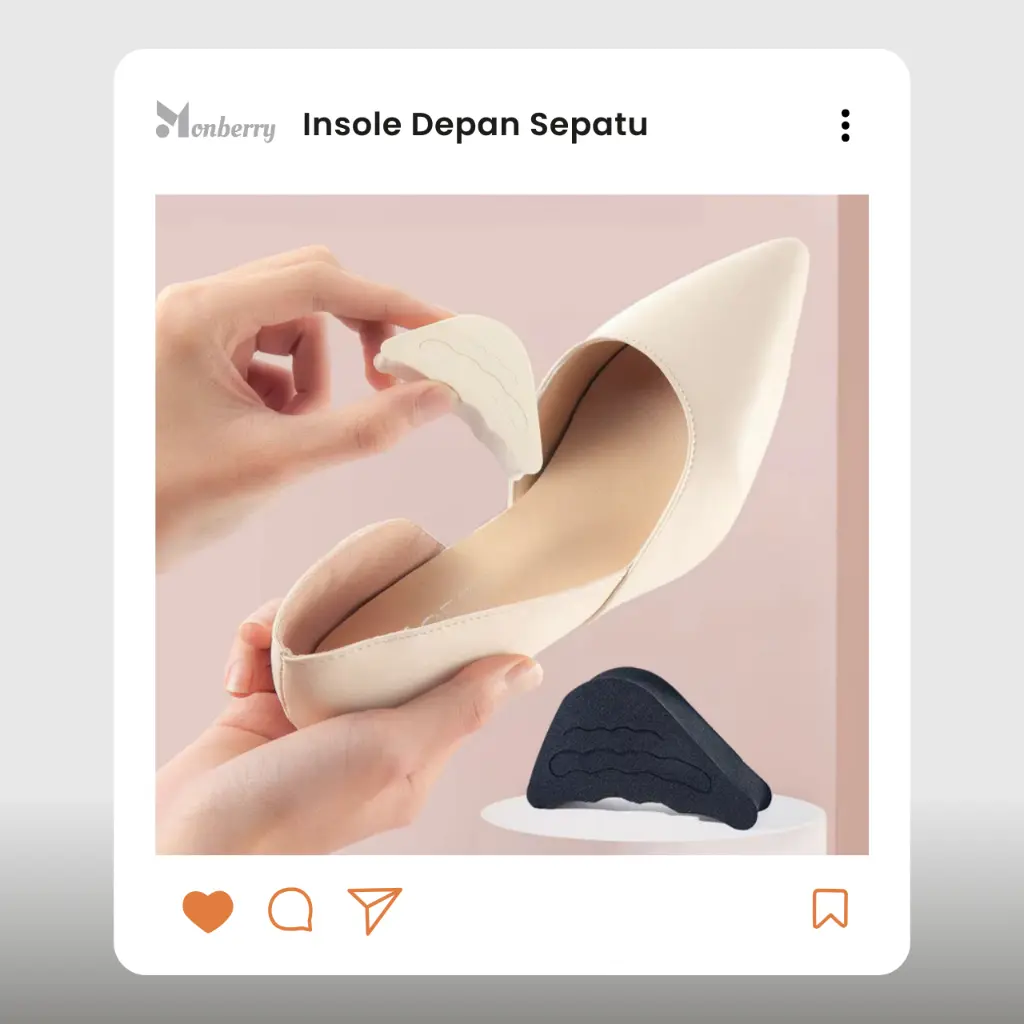 Ganjalan Depan Sepatu Kebesaran Insole Heels Monberry MIS08 Ujung Jari Kaki Sol Bantalan Pengganjal Ganjelan Pelindung Busa Spons Heels Flat Shoes Pad Alas Kebesaran Longgar Anti Lecet Slip