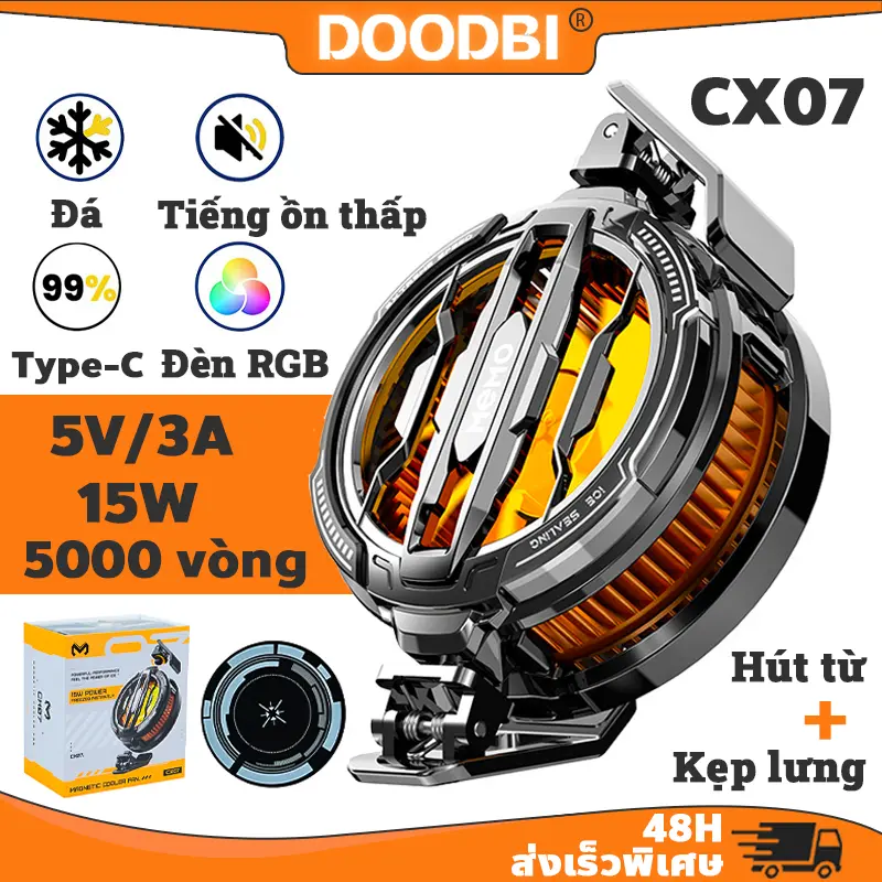 Quạt tản nhiệt điện thoại sò lạnh MEMO CX07 thế hệ mới làm lạnh đóng băng hỗ trợ tăng fps gaming liên quân PUBG FF - LAMJAD STORE Usb
