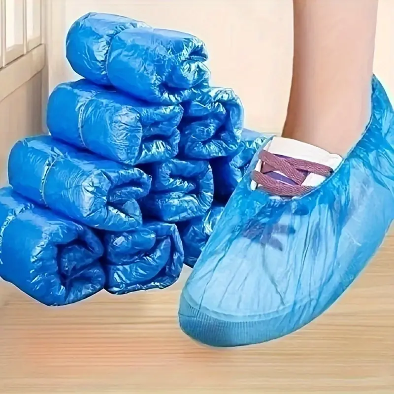 100pcs Disposable Plastic Shoe Covers - Durable & Convenient, Ideal for Travel, Hotels, and Home Use - 6
