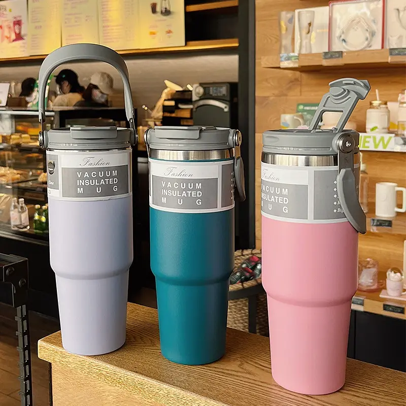 Bình Nước Giữ Nhiệt, Dung Tích 900ml, Bình Giữ Nhiệt Bằng Thép Không Gỉ, Có Tay Cầm, Có Ống Hút, Bình Cách Nhiệt, Thích Hợp Cho Nước, Bình Nước, Bình Nước 1