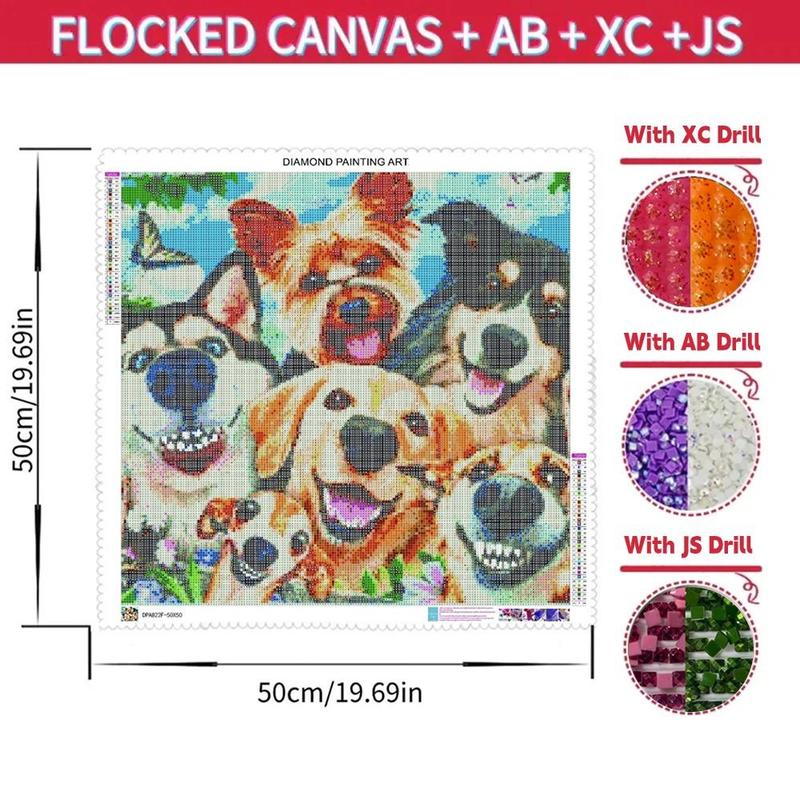 Dog Pattern Diamonds Art Colorful Painting Kit without Frame, 1 Set DIY Animals Diamonds Art Crafts with Painting Tool, Creative Wall Art Ornaments for Home Office Bedroom Decor 1