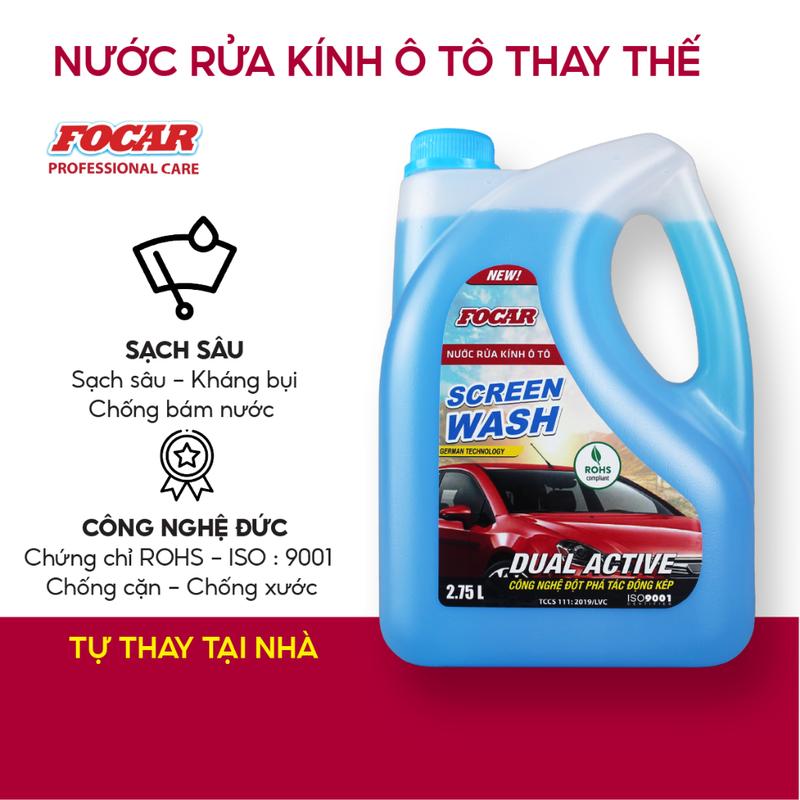 Nước rửa kính ô tô chuyên dụng FOCAR làm sạch cực sâu chống đóng cặn chống mờ kính xe không gây lão hoá cao su cần gạt