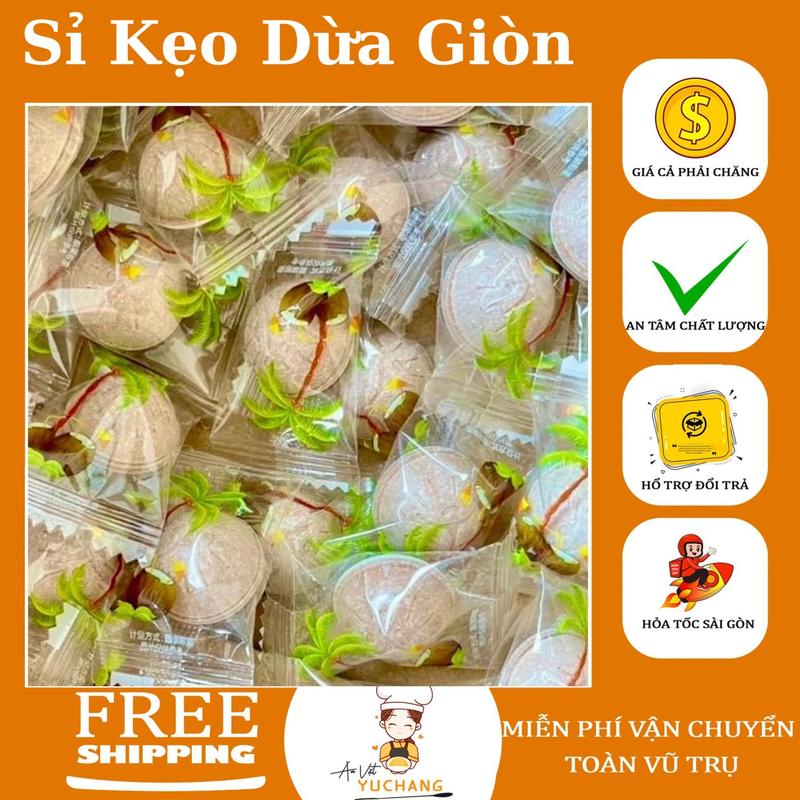 (Sỉ) Kẹo Dừa Nhai Giòn  Thơm Ngon 500gr - Ăn Vặt YuChang Candy Food