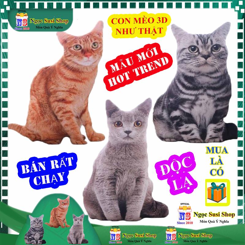 [MUA LÀ CÓ QUÀ] GẤU BÔNG CON MÈO 3D NHƯ THẬT SIÊU CƯNG MẪU MỚI HOT TREND - thú bông đồ chơi doll toy ĐỘC LẠ NGỌC SUSI Thú Nhồi Bông Phát Nhạc