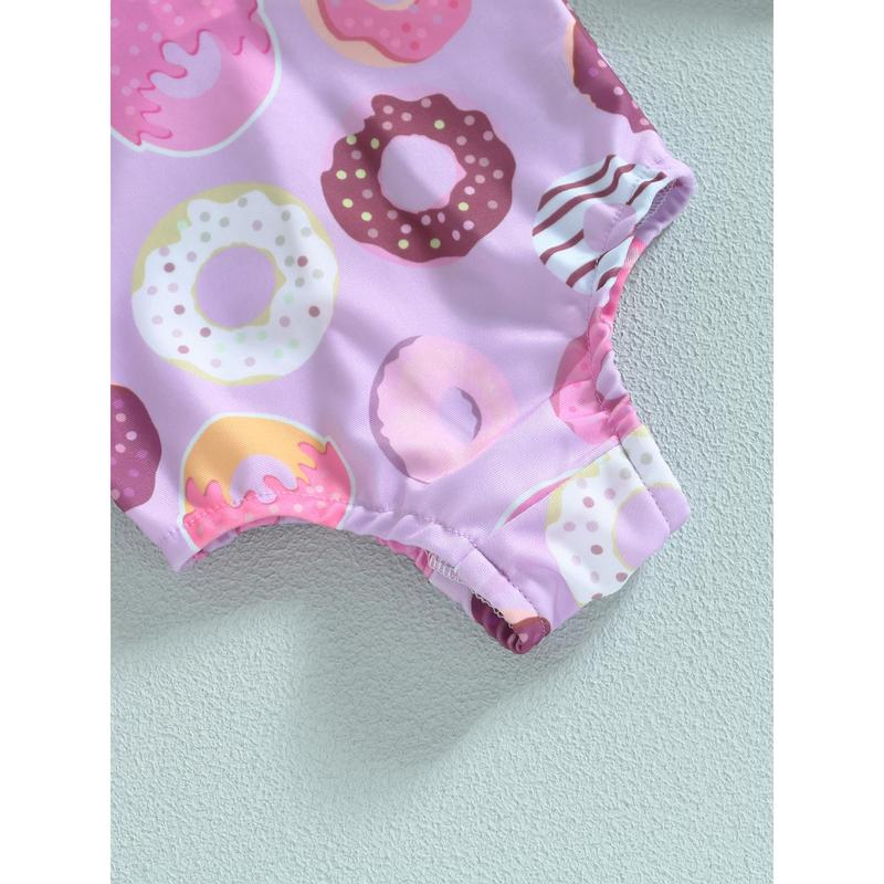 Product Introduction of Baby Girls Summer Casual Romper Swimwear Sleeveless Cartoon Donut Print Bathing Suit 40