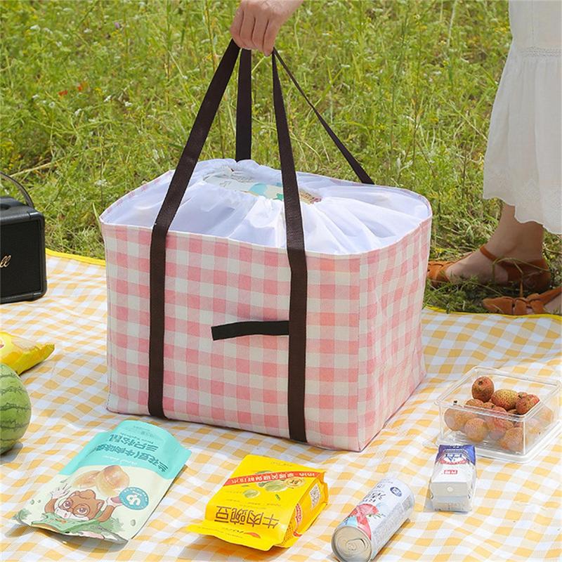 Large Capacity Picnic Basket, 1 Count Portable Foldable Picnic Bag for Spring Holiday Outdoor Camping Picnic, Outdoor Accessories 3