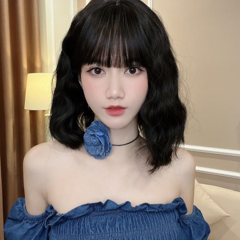 Tóc Giả Nguyên Đầu  - Chịu Nhiệt: YDT07 Xoăn Hippie ngắn 33cm (Kèm Lưới Chùm Đầu)