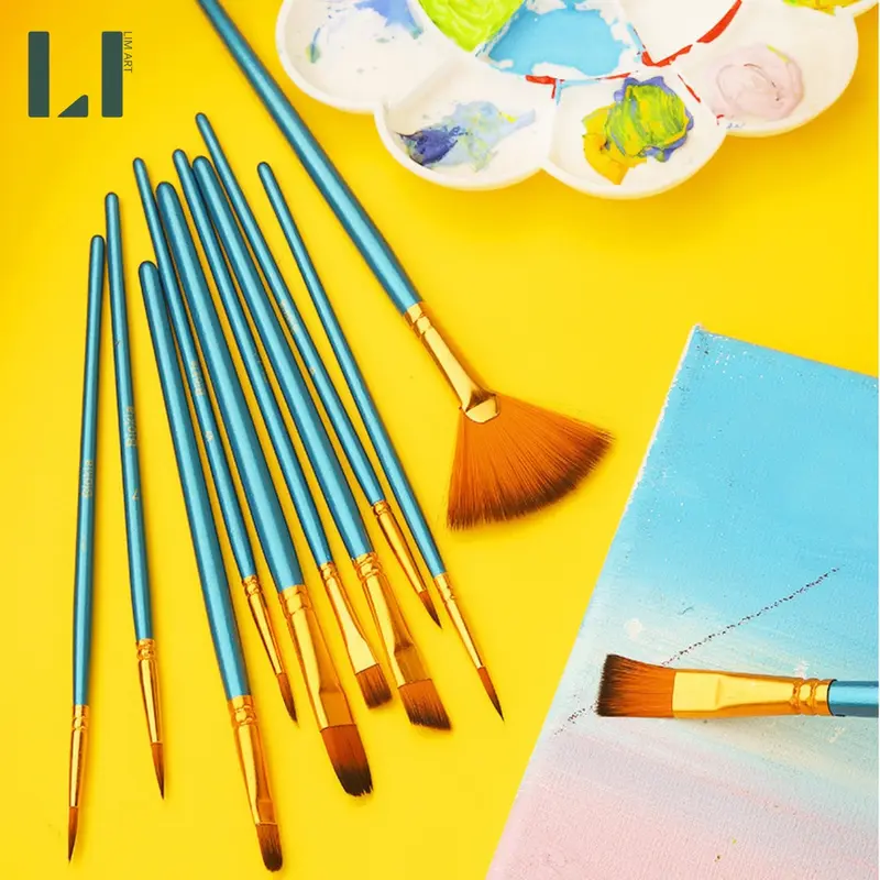 Bộ 12 cọ vẽ gỗ màu nước, acrylic, sơn dầu, goauche,... nhiều kích thước, chuyên dụng vẽ tranh, tô tranh số hóa 6