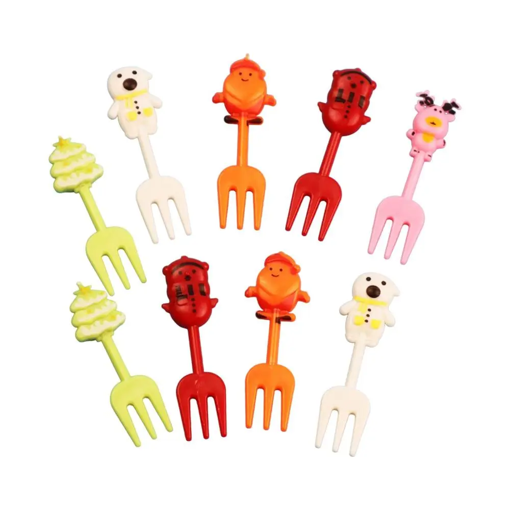 10Pcs Christmas Fruit Forks Cute Portable Food Forks for Cheese Fruits Snack