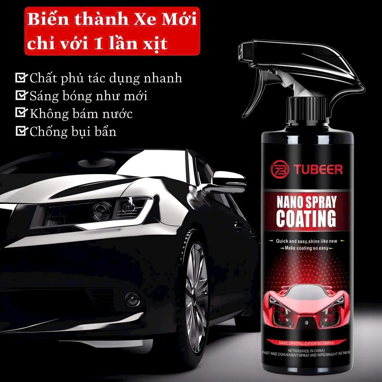 Bình Xịt Phủ Bóng ôtô Nano Tubeer 500 ML