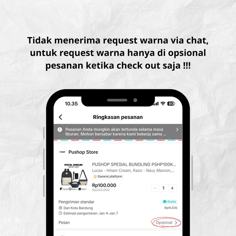 PUSHOP PAKET KOMBO HEMAT Tas Selempang Pria Wanita - Beli 1 Dapat 2 Tas Selempang Pria Slingbag RAZO Get Tas Mini Sling bag MOTTA Canvas Kanvas 5