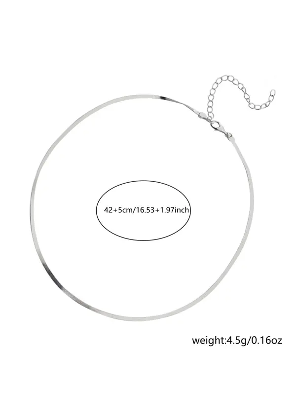 Simple Plain Stainless Steel Herringbone Chain Necklace, Fashion Jewelry for Party, Daily Clothing Decor, Trendy All-match & Exquisite Jewelry As Gift 4