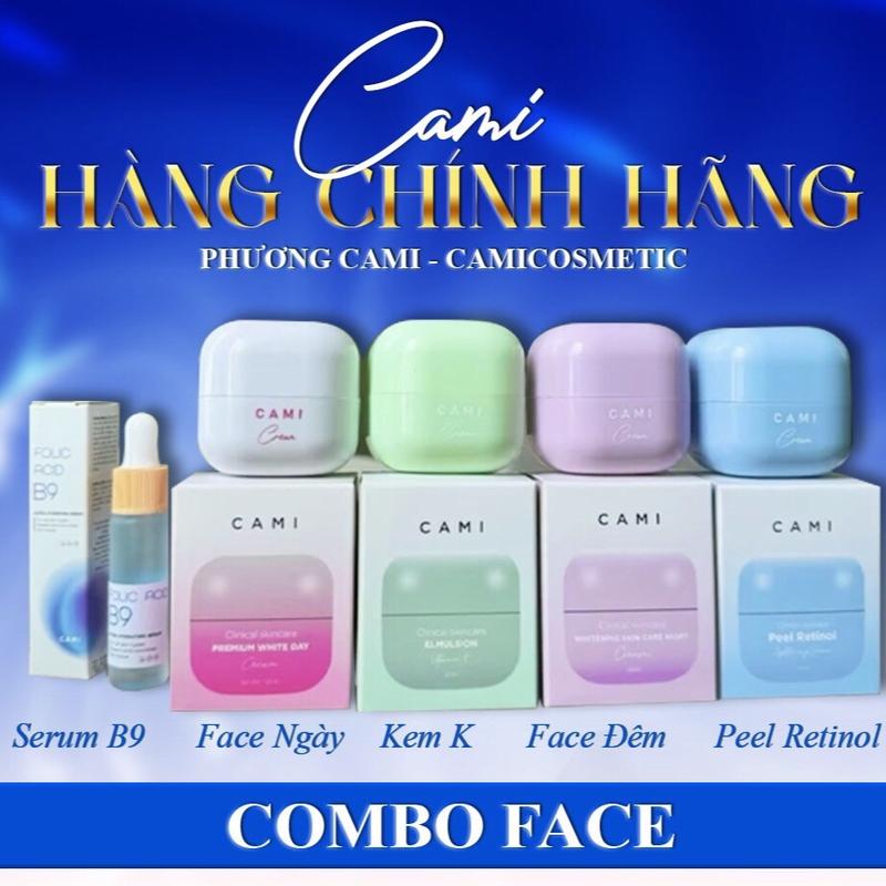  COMBO FACE : 1 KEM PEEL + 1 KEM K + 1 KEM FACE ĐÊM + 1 KEM FACE NGÀY   TẶNG SERUM B9  CAMICOSMETIC Skincare Kem Chống Nắng kem mặt 
