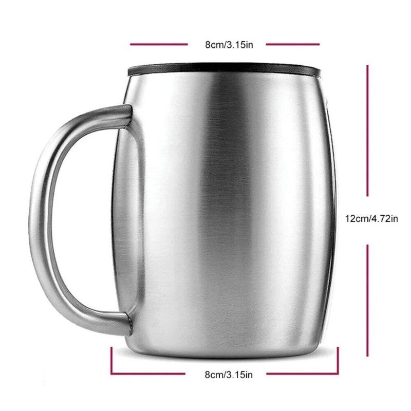 Cốc Bia Bằng Thép Không Gỉ, Cầm Tay, Cách Nhiệt Hai Lớp, Nhẹ, Cốc Giữ Nhiệt, Dung Tích 420ml, Cốc Cà Phê Có Tay Cầm 2