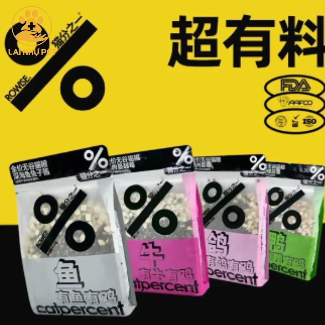 Hạt Cat Percent mix topping và ruốc, đạm 40% protein thức ăn hạt cho mèo mọi lứa tuổi-Lai Nhự Pet.