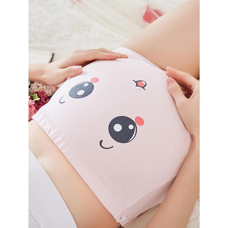 3Pcs Cute Cartoon Smile Face Print Maternity Boxer Briefs, Elegant Underwear for Pregnant Women 6