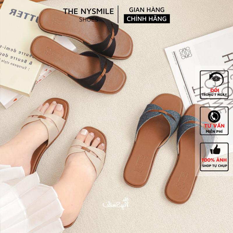 Dép nữ quai ngang dễ thương, dép hè đi biển , dép bệt - THENYSMILE - LENDA giày dép shoes