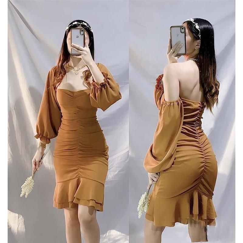 Product Introduction of Shop4Her | ARABELLA Plain Ruffled Dress for Women Korean Dress Free Size Crepe 31