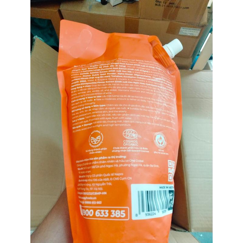 [combo]Túi Sữa Tắm Gừng Nghệ + Túi Gội Gừng Sả Cỏ Cây Hoa Lá 1000ml 7