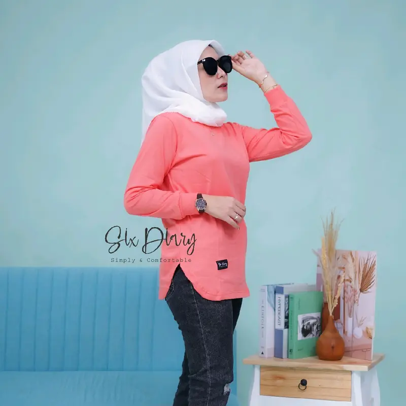 Atasan Wanita Six Diary Kaos Polos Oval Warna Salem 5