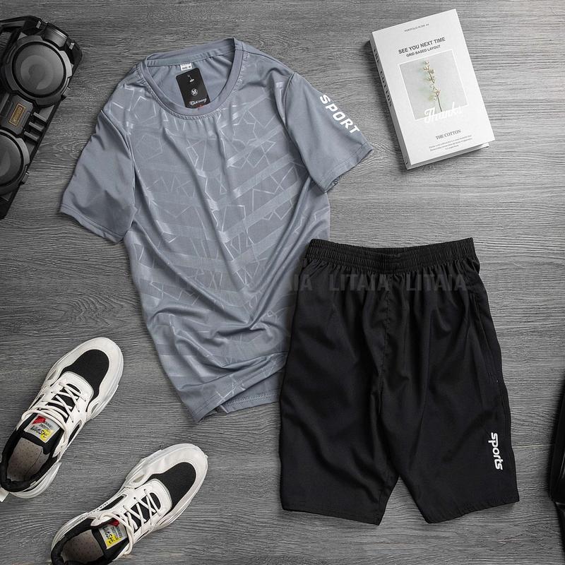 Combo 2 Bộ Quần Áo Thể Thao Chất Vải Áo Thun Lạnh Quần Gió Co Giãn Thấm Hút Mồ Hôi 5 Màu Sport 4