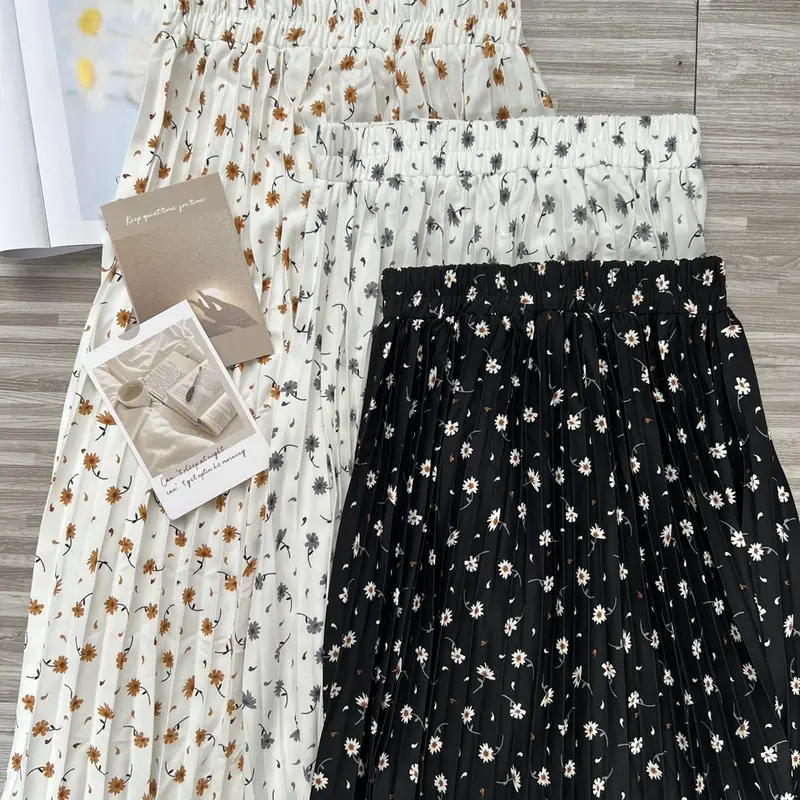 Skirt Plisket Bunga Wanita Korea / Ro Bawahan k Hyget Premium Allsize Dewasa A-Line Fit Motif 3