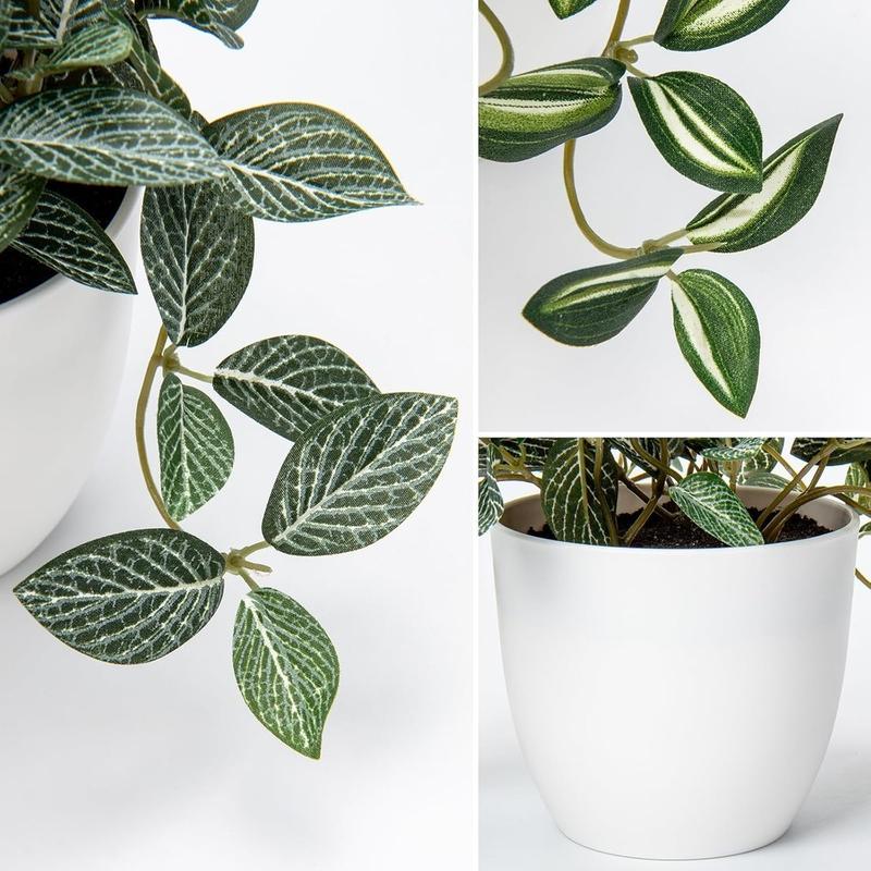 Product Introduction of Fake Plants Artificial Plants Indoor Faux Plants with White Plastic Pot Small Fake Potted Plant for Home Aesthetic Living Room Bathroom Desk Shelf Office Decor 7