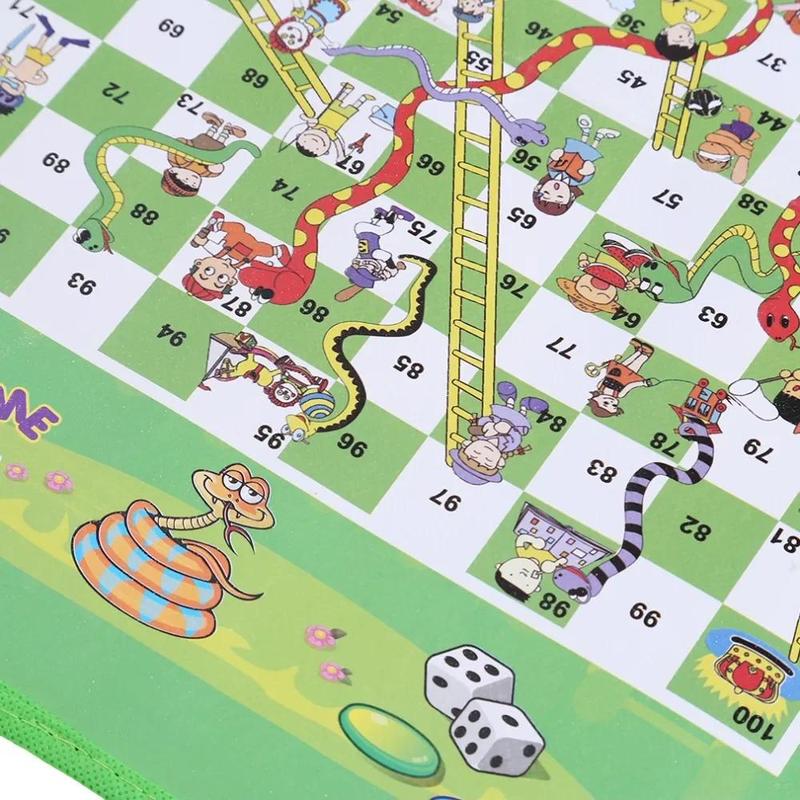 Product Introduction of Hot 1 Set Snake Ladder Educational Kids Children Toys Interesting Board Game Set Portable Flying Chess Board Family Board Game 9