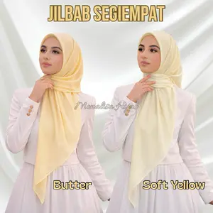 Jilbab Segiempat Soft Yellow Dan Butter | Hijab Tegak dan Nyaman