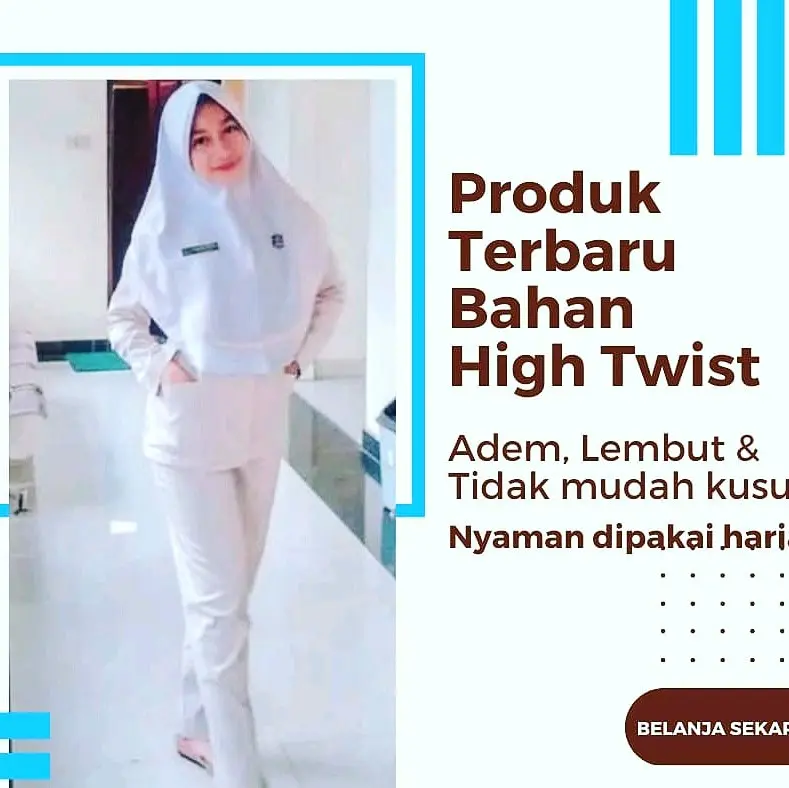 seragam kampus kesehatan perawat bidan SMK kesehatan Putih  Poliester Polos Setelan Celana Wanita