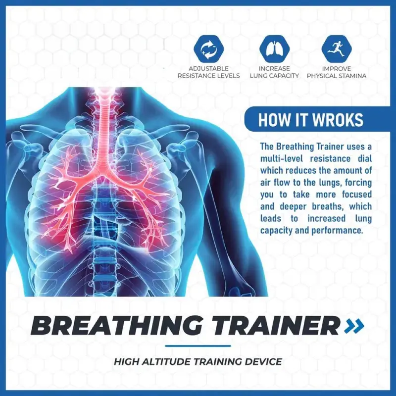 Portable Inhale Respiratory Trainer, Adjustable Resistance Compact Lung Exercise Device, Lung Capacity Training Equipment for Improve Breathing Capacity 3