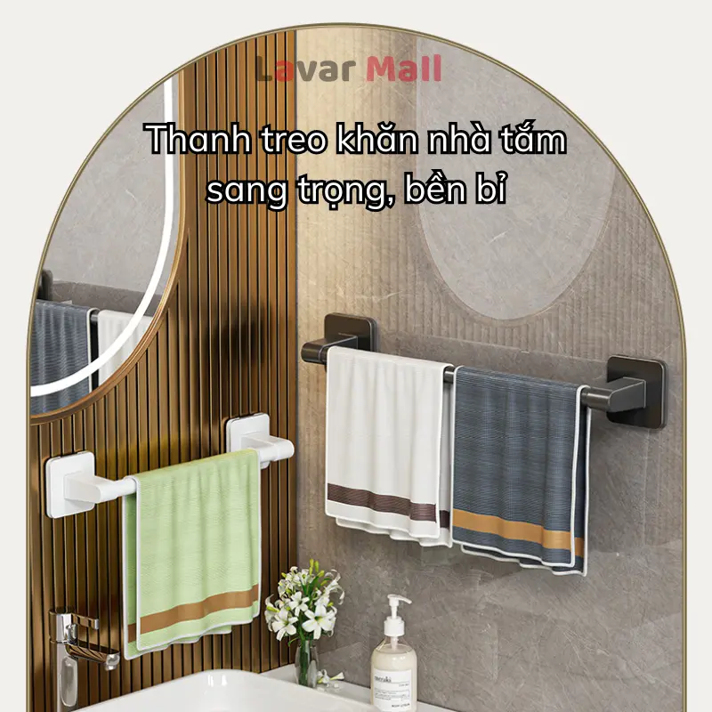 Thanh treo khăn nhà tắm nhà bếp dán tường LAVAR Chịu lực 20kg kèm miếng dán dính chắc chắn 8