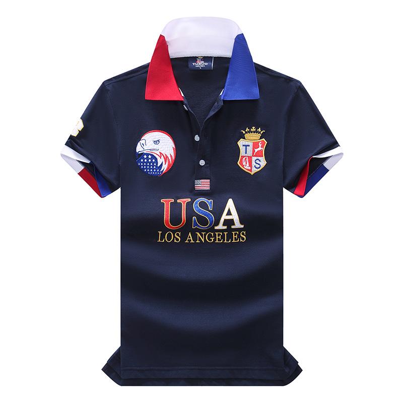 Product Introduction of New Arrivals Oversized Polo T Shirt Men Short Sleeved California of USA Embroidery White Eagle Golf Wear Collar T-shirt Plus US Size XS-7XL 9