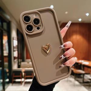 Funda para celular con patrón de corazón, 1 unidad, funda protectora anticaídas, cubierta para celular a prueba de golpes para iPhone 11 12 13 14 15 16 Series