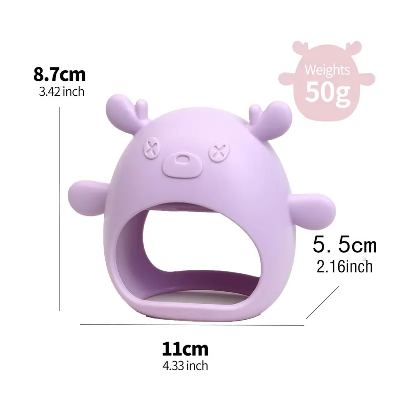 Cute Deer Design Teething Toy, 1pc Soft Silicone Teether for Babies, Easy To Hold Shape & Soft Material Teething Relief Toy 1