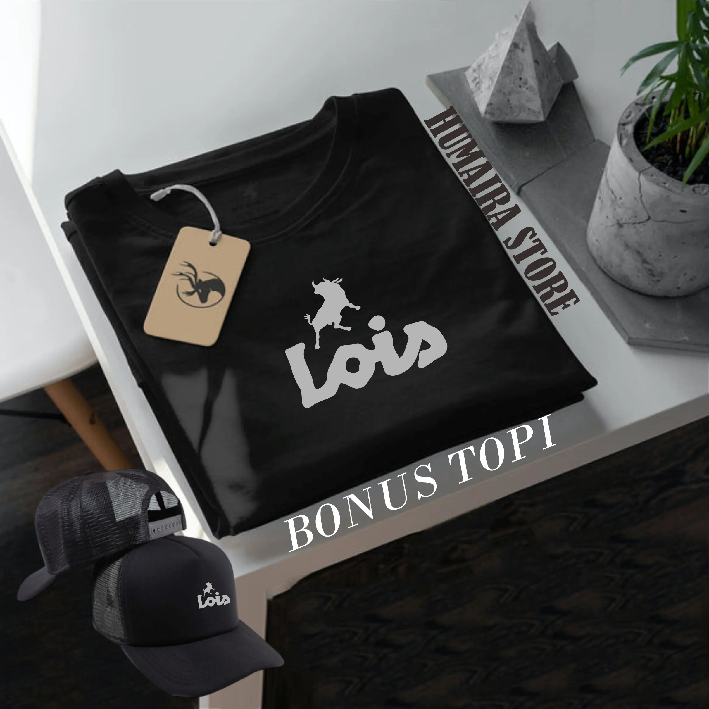 COD!!! Kaos Distro Lengan Pendek Lois Keren Text Silver Bonus Topi / Kaos Distro Premium Cocok Untuk Pria & Wanita Koas Distro Keren