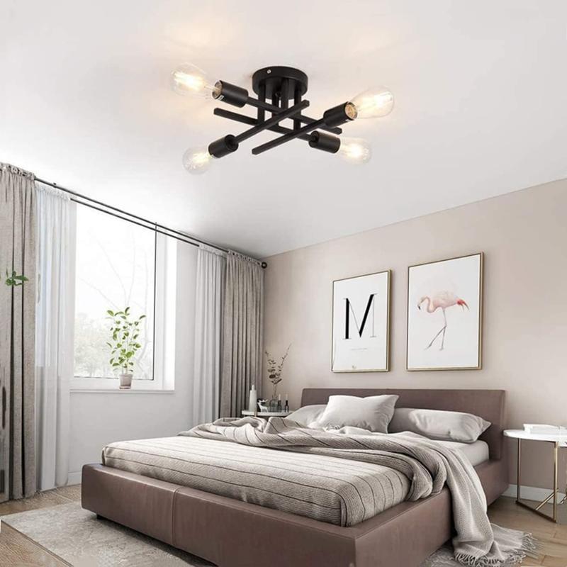 Modern Satellite Semi-embedded Ceiling Light, 4-lamp Ceiling Light, E27 Socket Ceiling Light for Bedroom, Kitchen, Living Room, Restaurant 5