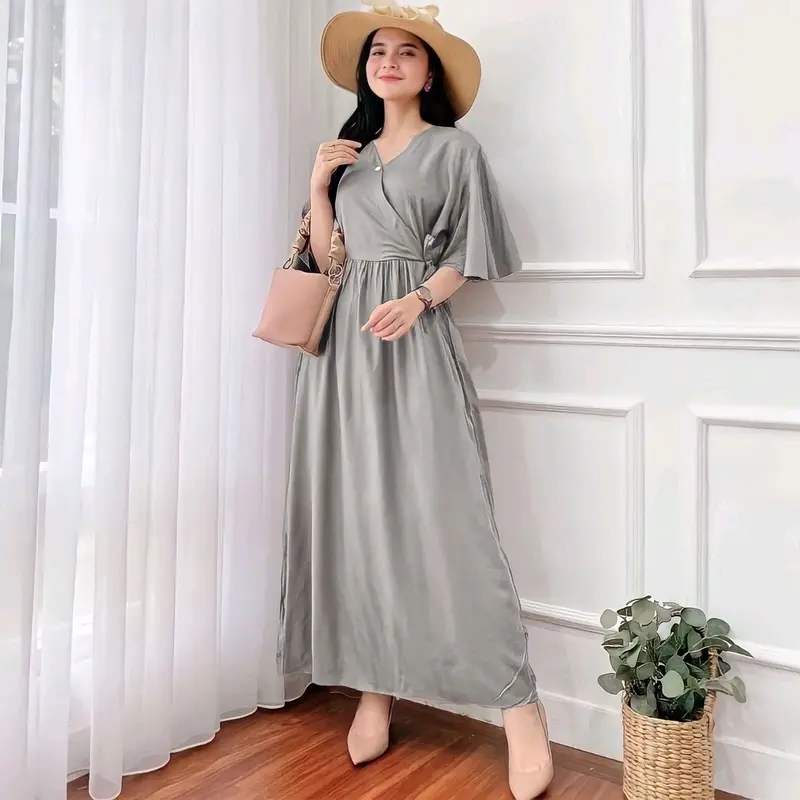 Paket 3pcs Daster Kimono Long Busui Motif Belah Samping Panjang Bumil Katun Rayon 4