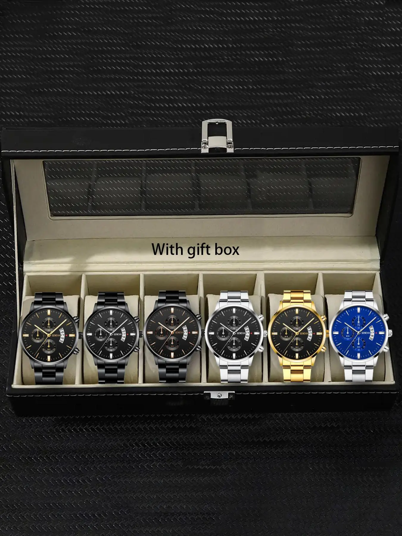 Men's Business Fashion Quartz Watch Set, Fashion Watch for Party, Daily Clothing Decor, Trendy All-match & Exquisite Watch Set for Birthday Gift with Gift Box, Valentine's Day, Gift, Luxury Watches for Men