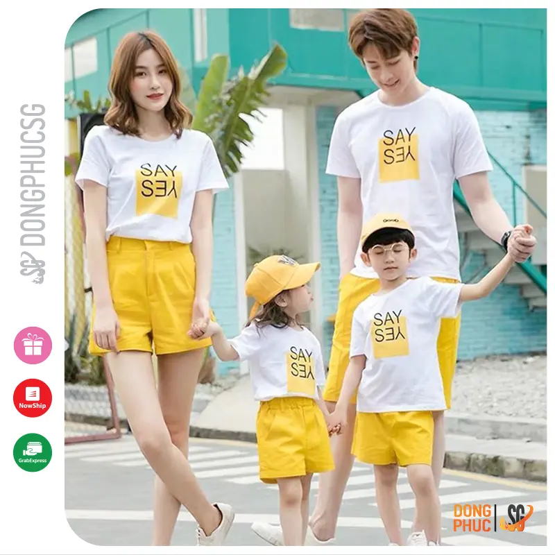 Áo gia đình 3/4/5 người đồ đôi mẹ và bé thun cotton dày dặn mẫu đồng phục gia đình SAY YES | DONGPHUCSG 1