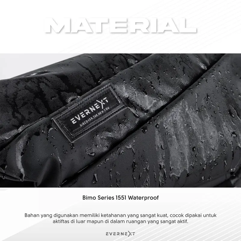 EVERNEXT Tas Selempang Wateproof Pria Sling Bag Pria Anti Air Messenger Bag Volta Tas Selempang Pinggang Multifungsi Pria 4
