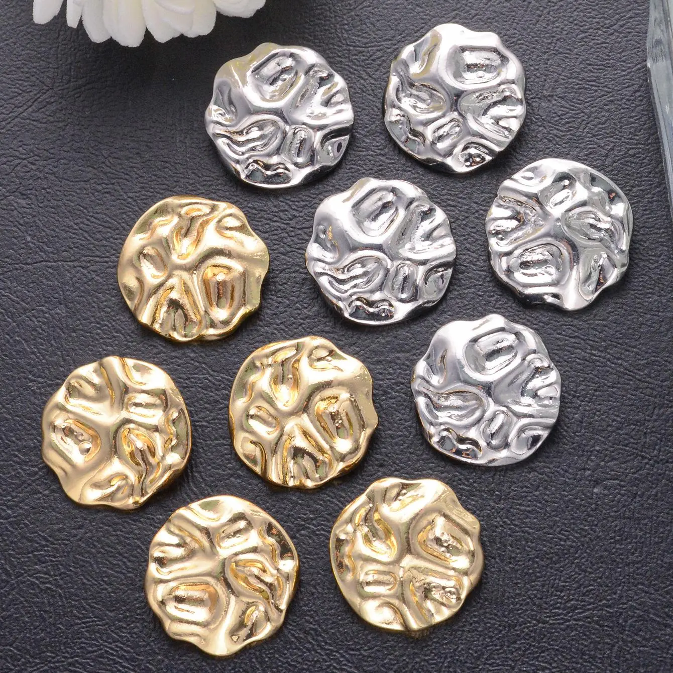 Round Hammered Textured Button, 10pcs Decorative Button, DIY Sewing Accessories for Coat, Sweater, Outerwear, Jacket, Dress Clothing