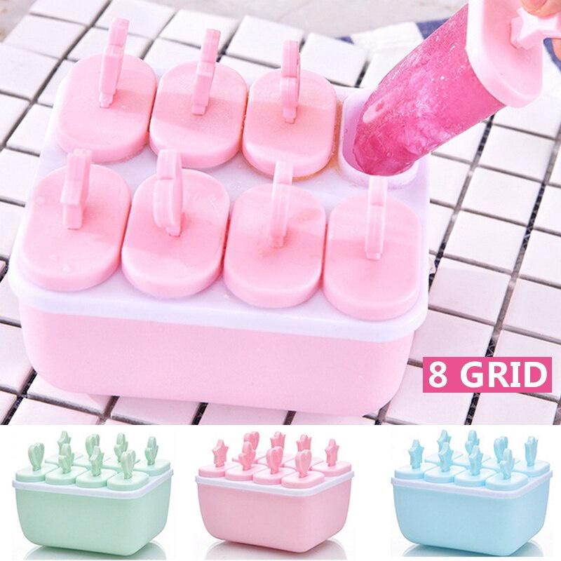 Khuôn làm kem que tủ lạnh 8 ngăn / Máy làm khuôn làm kem cho tủ đông mùa hè / Khuôn làm kem sữa chua tự làm cho nhà bếp Dụng cụ nấu ăn hữu ích