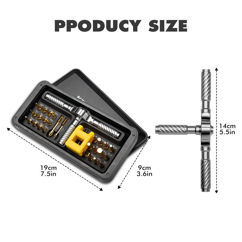 Magnetic Screwdriver Set, MultifunctionalScrewdriver Set with Detachable T-shaped RatchetHandle, Household Maintenance Tool Kit, Heavy Duty Hardware 6