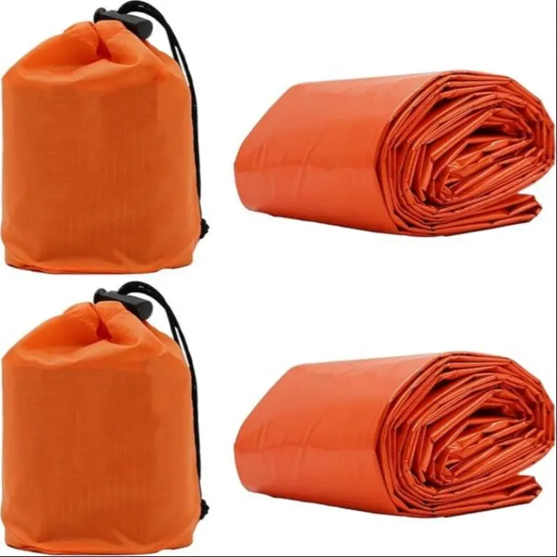 Emergency Sleeping Bag, 2 Counts/set Waterproof Lightweight Survival Blanket, Portable Survival Warm Bag for Outdoor Camping Hiking Adventure