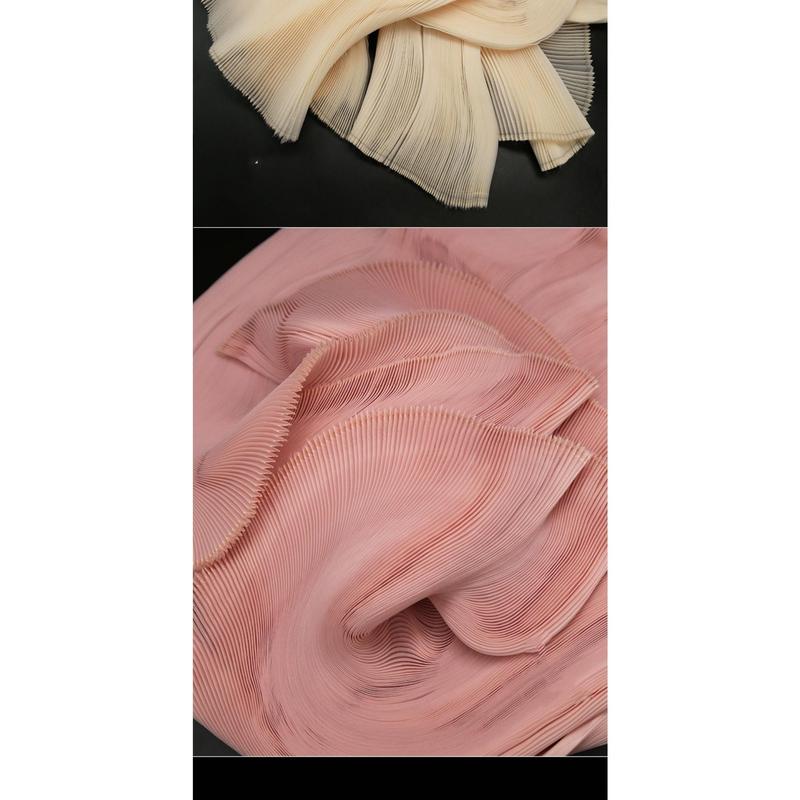 Product Introduction of Fashion Small Wrinkle Pleated Organza Fabric 1 Yard 142cm Wide Dress Designer Fabric Handmade DIY Stiff Material Stage Decoration 23