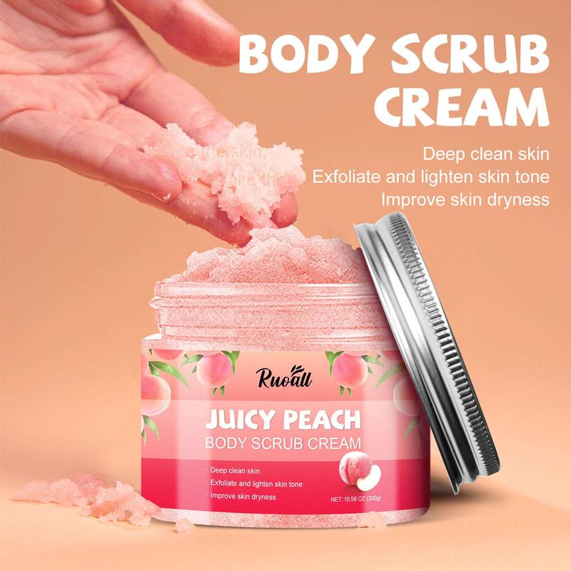 Product Introduction of 300g Peach Body Cleansing Scrub, Exfoliating Body Scrub Cream, Beauty & Personal Body Care Product for Women & Men 3