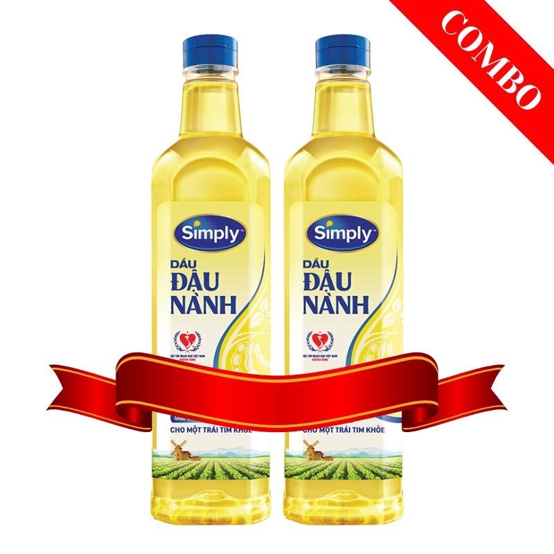  Combo 2 chai Dầu đậu nành simply 1L Dầu Ăn Nho 