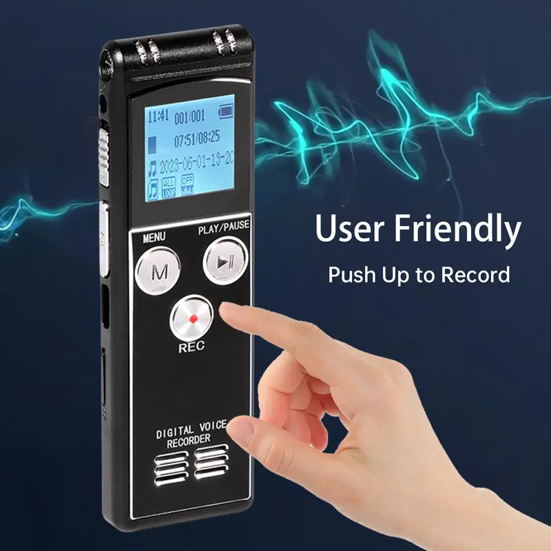 Máy ghi âm kỹ thuật số, T63, 8 + 32G, Phát lại bản ghi kích hoạt, Máy nghe nhạc MP3, có loa Mic, Ghi âm cao 1536KBPS, Sạc USB Kem Led 2