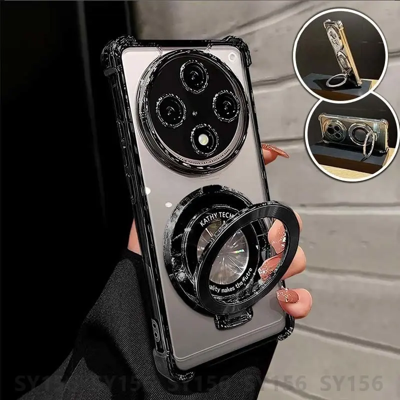 Ốp Cho OPPO Reno 12F, Reno12 F, Reno12F, 12 Pro 5G, Có Giá Chân Đế Giá Đỡ Nam Châm, Bảo Vệ Camera, Mềm Và Trong Suốt, Thẩm Mỹ Sang Trọng, Chống Sốc, Đệm Khí Dày, Chống Sốc 7